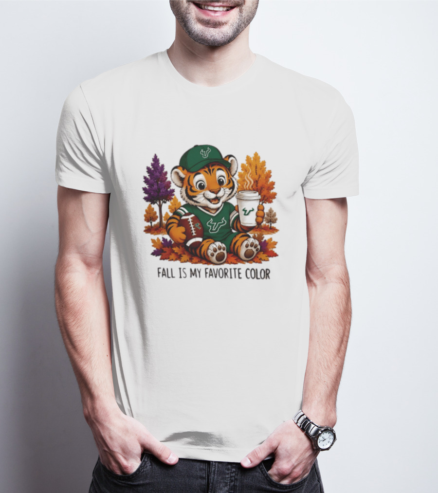 South Florida Bulls Fall Is My Favorite Color Football Tiger Cozy Autumn Vibes T-Shirt