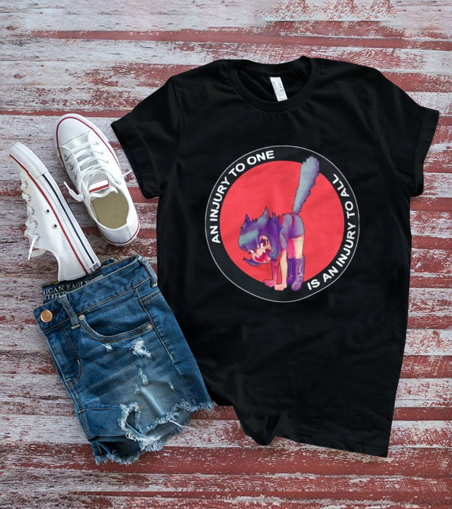 An Injury To One Is An Injury To All Cat Girl Red T-Shirt