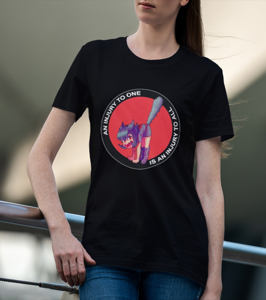 An Injury To One Is An Injury To All Cat Girl Red T-Shirt