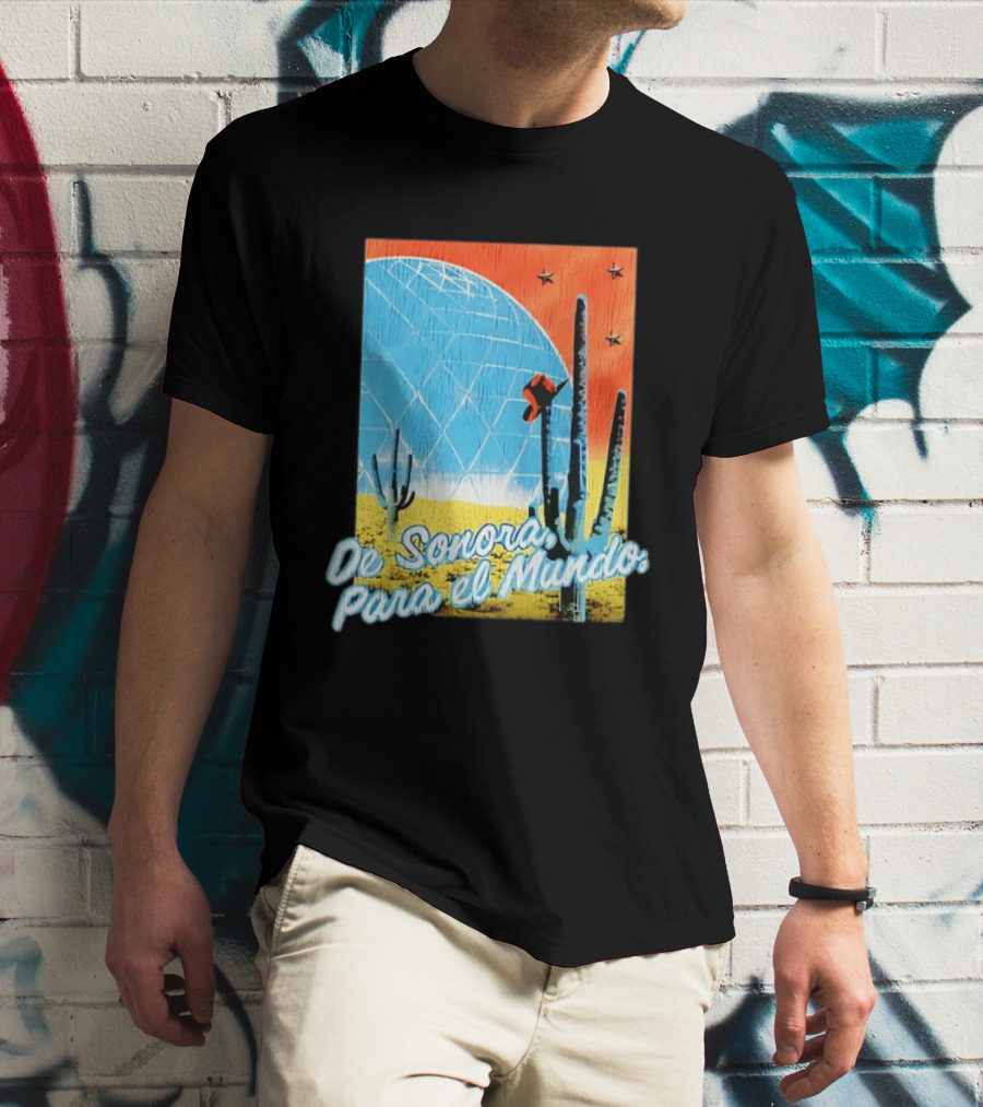 De Sonora Para El Mundo Cactus Desert Scene With Dome And Stars T-Shirt