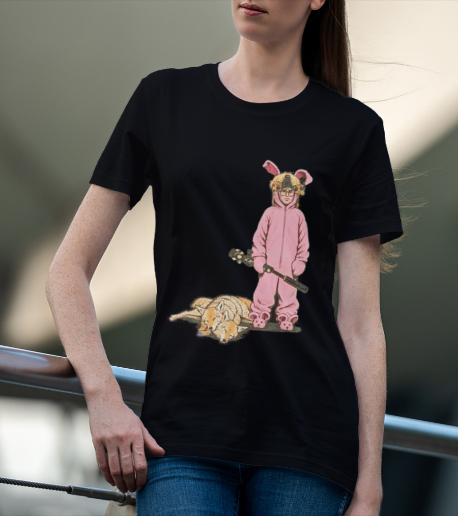 Pink Nightmare Bunny Suit Coyote Hunting Sniper T-Shirt