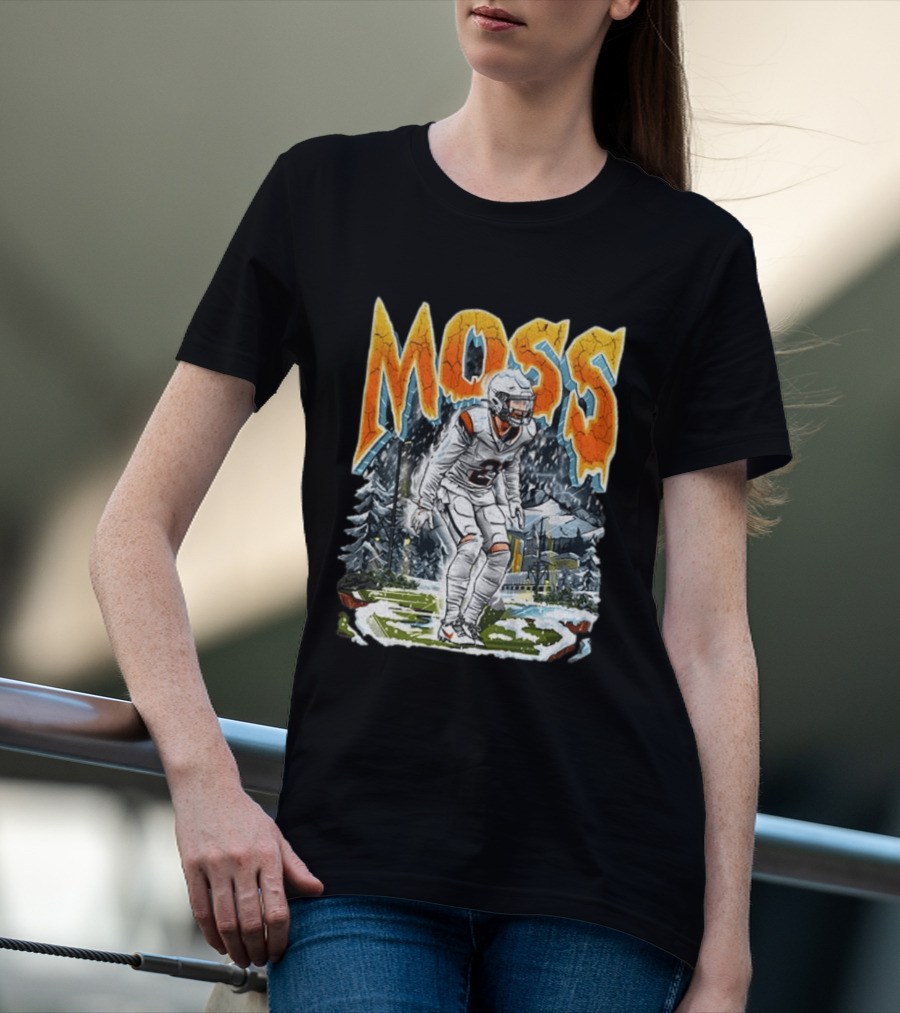 Moss Broncos Country Football Comic Style Winter Sports Scene T-Shirt