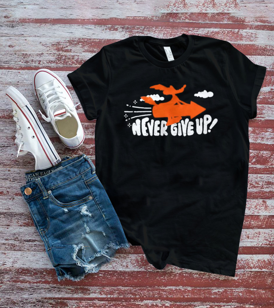 Never Give Up Rocket Distressed Vintage Motivational T-Shirt
