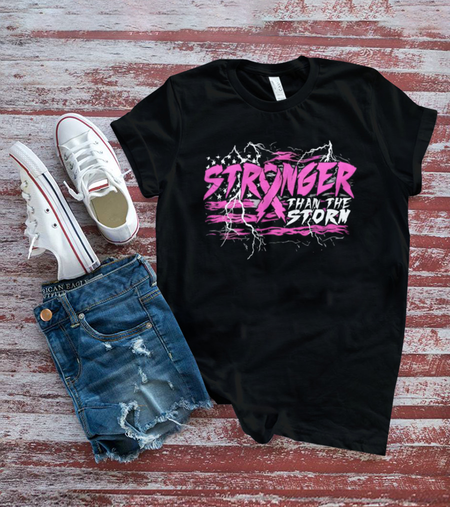 Stronger Than The Storm Pink Ribbon Breast Cancer Awareness T-Shirt