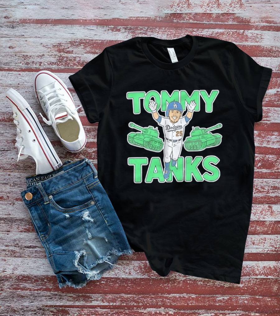 Tommy Tanks Los Angeles Dodgers 25 MLB Baseball Player In Uniform With Green Tanks T-Shirt