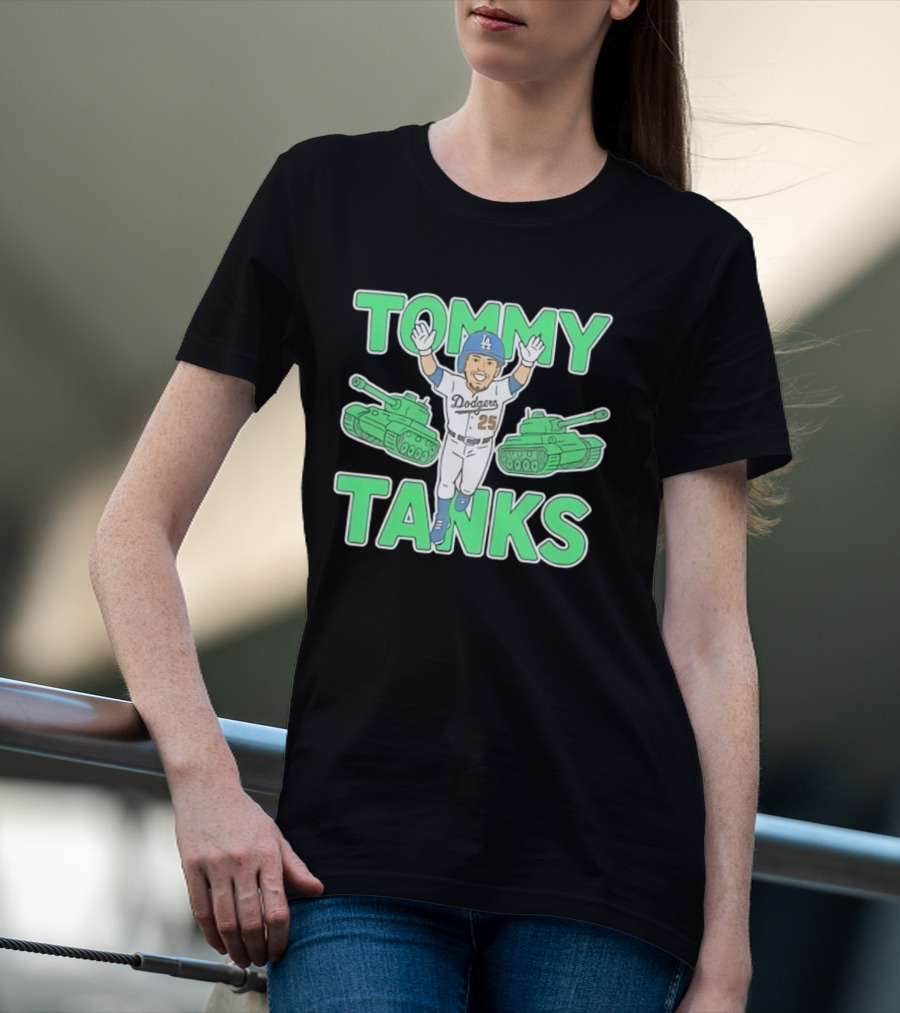 Tommy Tanks Los Angeles Dodgers 25 MLB Baseball Player In Uniform With Green Tanks T-Shirt
