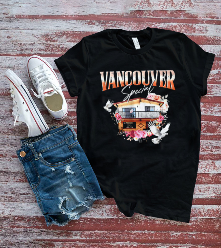 Vancouver Special House Flowers Doves T-Shirt