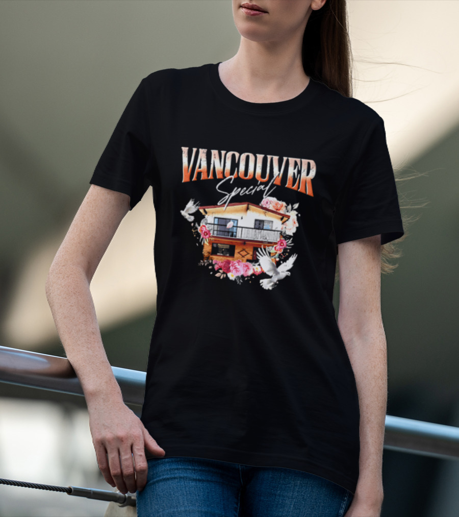 Vancouver Special House Flowers Doves T-Shirt