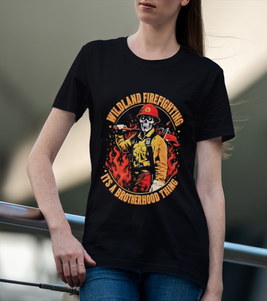 Wildland Firefighting Brotherhood Flames And Tools T-Shirt