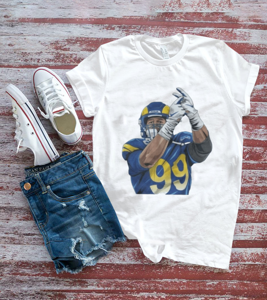 Aaron Donald No 99 Los Angeles Rams AD99 Blue And Yellow Football Gear T-Shirt