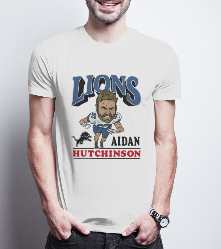 Lions Aidan Hutchinson Caricature 97 T-Shirt