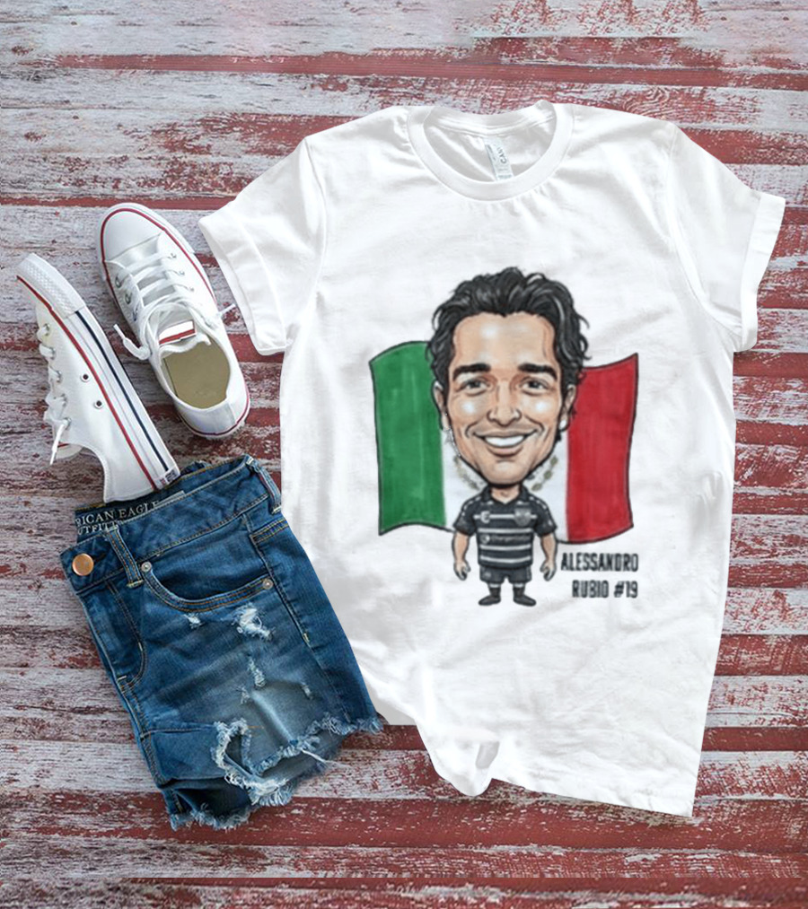 Alessandro Rubio No 19 Caricature Mexico Flag Football Jersey T-Shirt