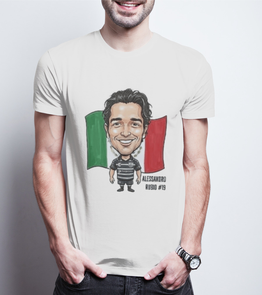 Alessandro Rubio No 19 Caricature Mexico Flag Football Jersey T-Shirt