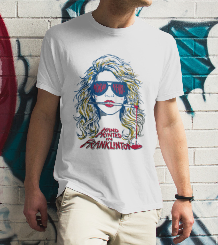 Avondale Apparel Hand Printed In Franklinton Woman Sunglasses Paintbrush T-Shirt