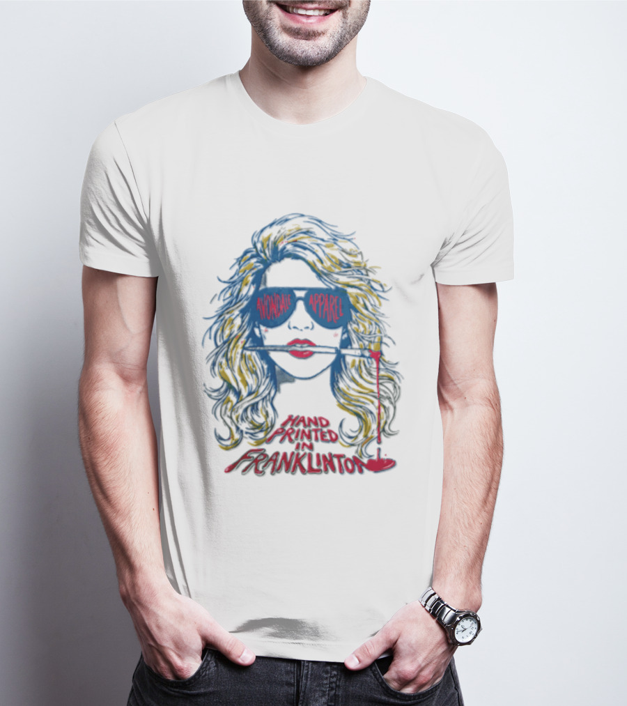 Avondale Apparel Hand Printed In Franklinton Woman Sunglasses Paintbrush T-Shirt