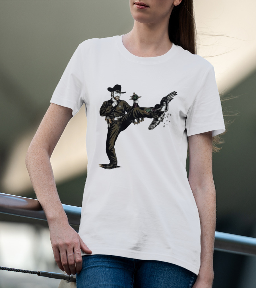 Chuck Norris Roundhouse Kick Duck Hunting Action T-Shirt