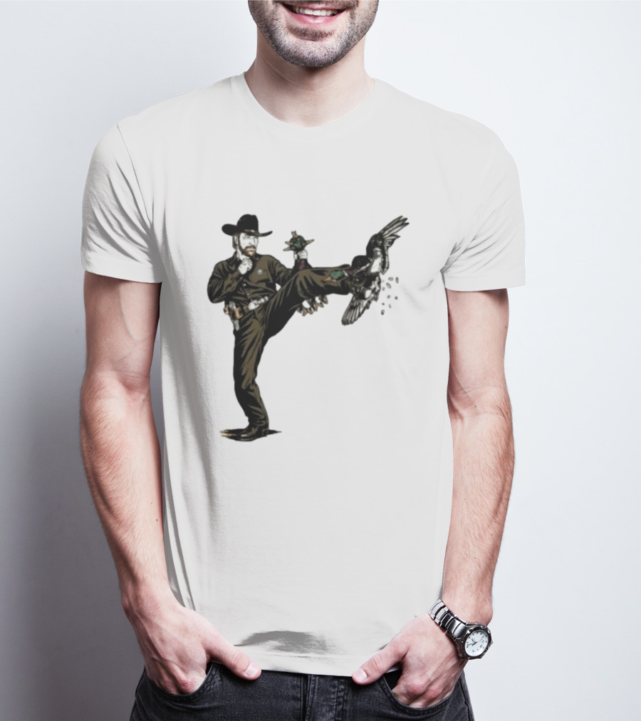 Chuck Norris Roundhouse Kick Duck Hunting Action T-Shirt