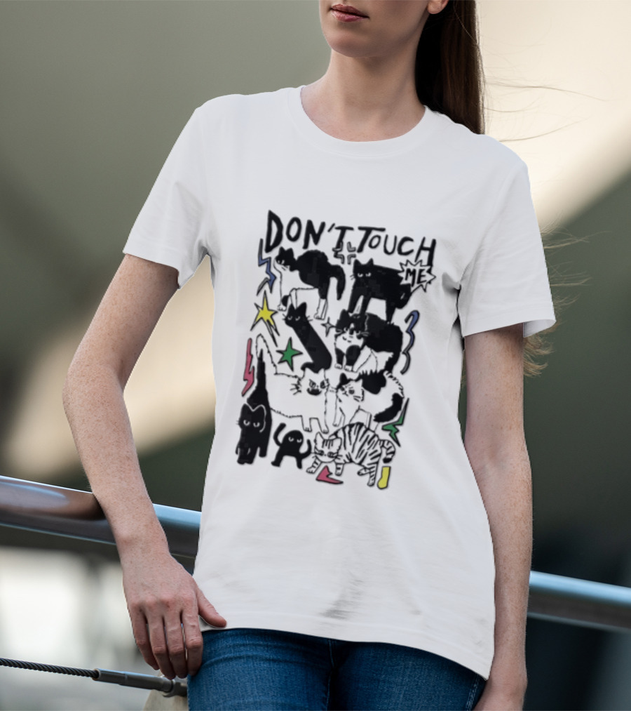 DON'T TOUCH ME Multiple Cats Stars Lightning T-Shirt
