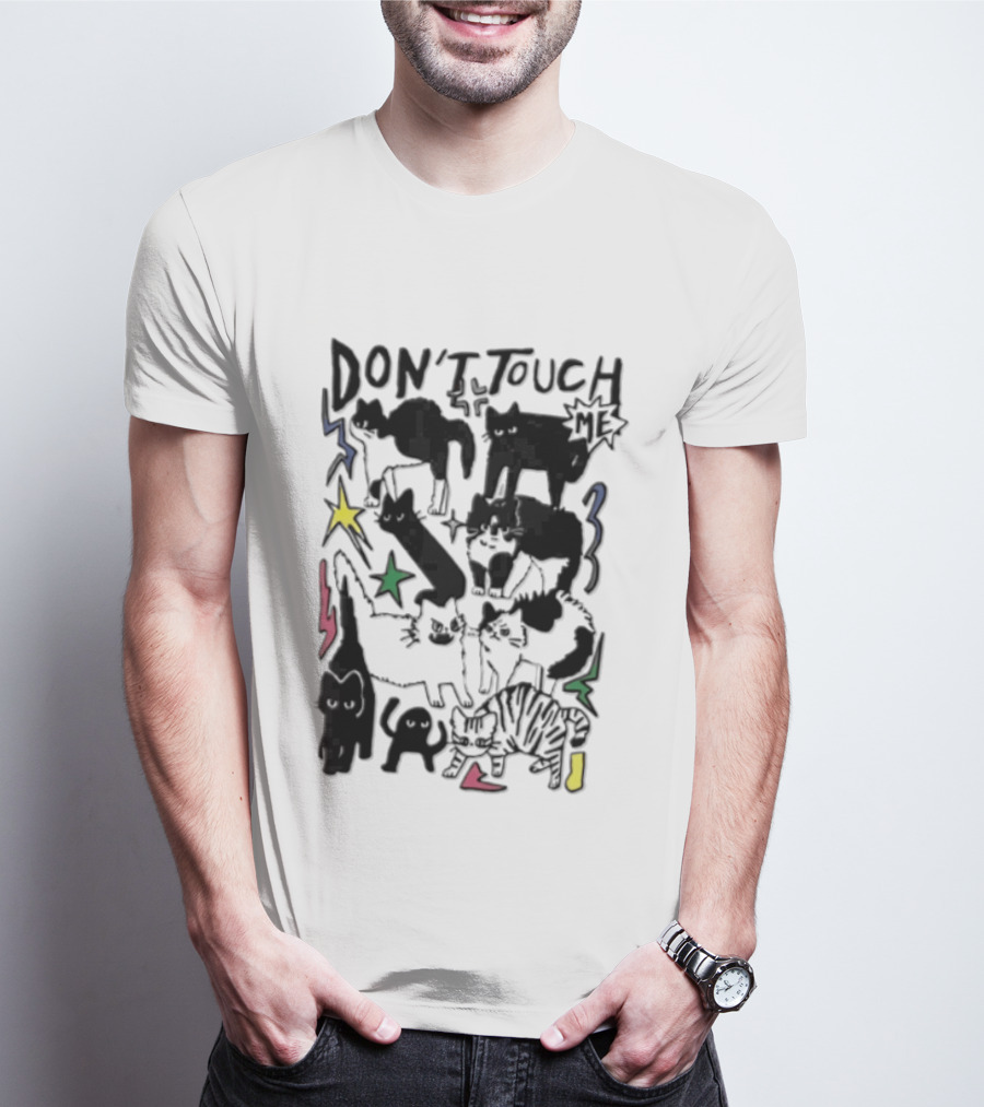 DON'T TOUCH ME Multiple Cats Stars Lightning T-Shirt