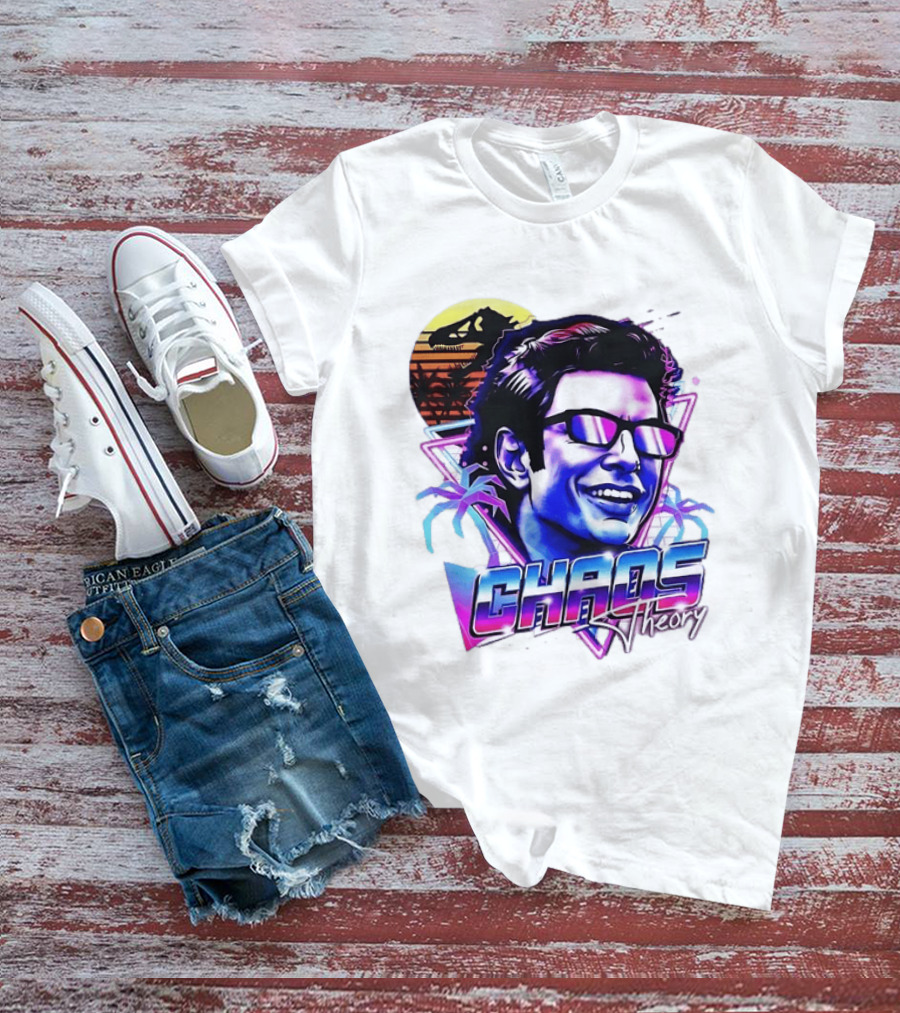 Jurassic Park Jeff Goldblum Chaos Theory Retro Neon T-Shirt