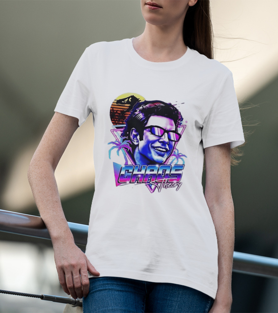 Jurassic Park Jeff Goldblum Chaos Theory Retro Neon T-Shirt