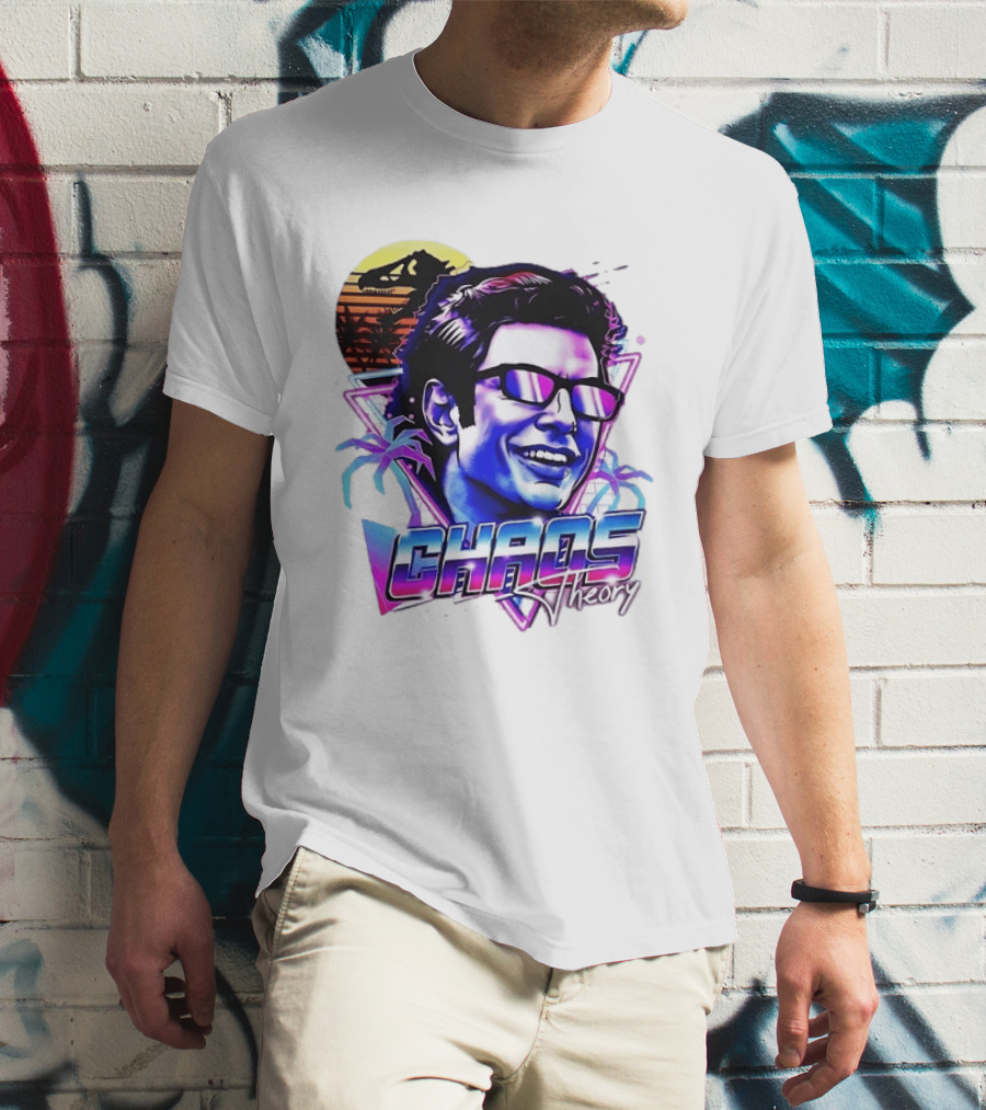 Jurassic Park Jeff Goldblum Chaos Theory Retro Neon T-Shirt