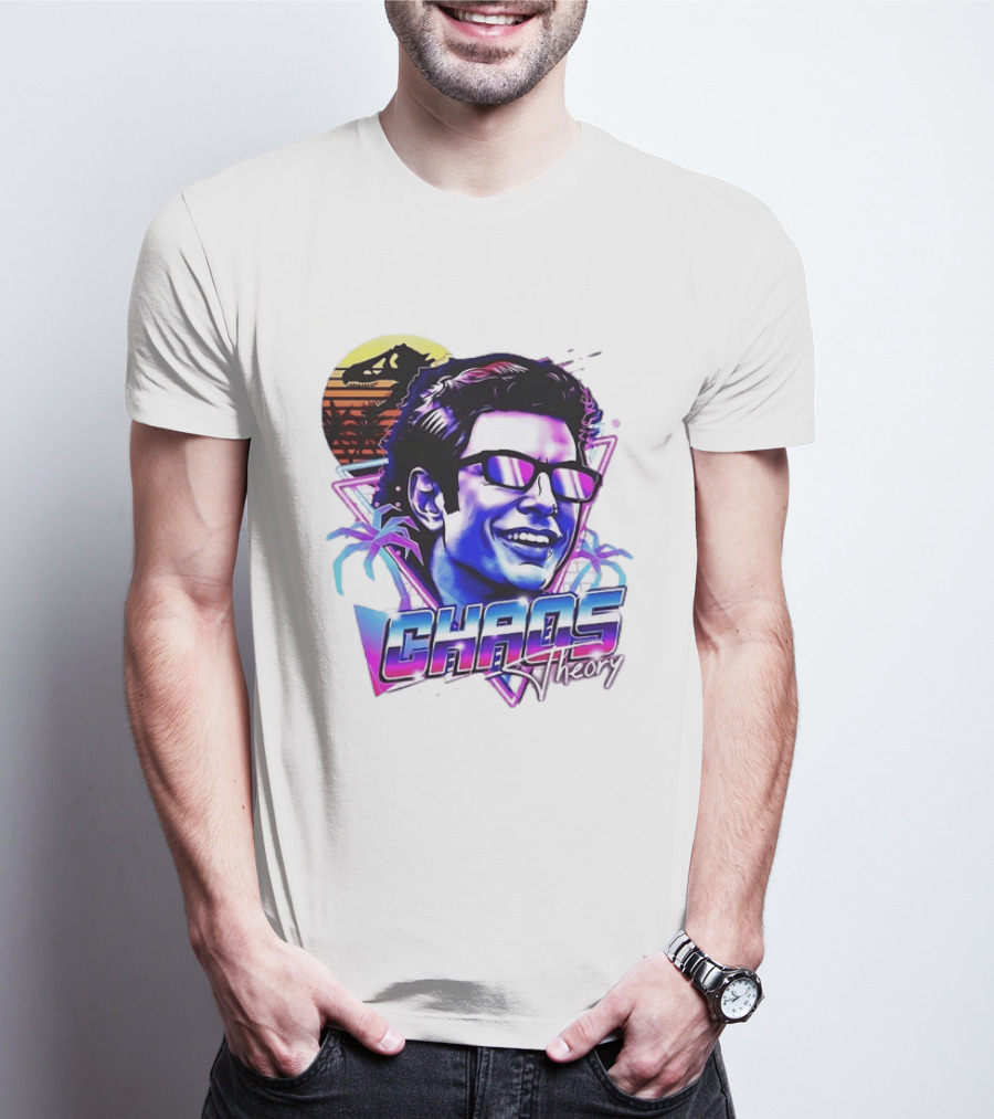 Jurassic Park Jeff Goldblum Chaos Theory Retro Neon T-Shirt