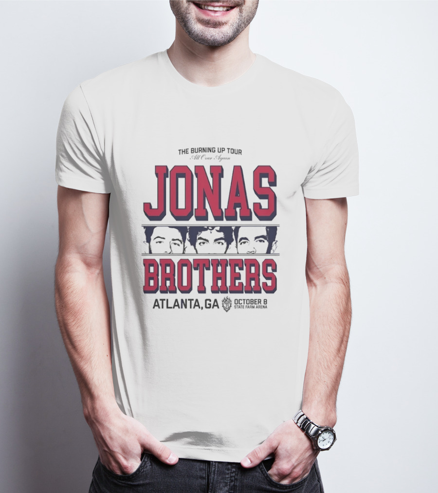 Jonas Brothers The Burning Up Tour All Over Again October 8 Atlanta State Farm Arena T-Shirt
