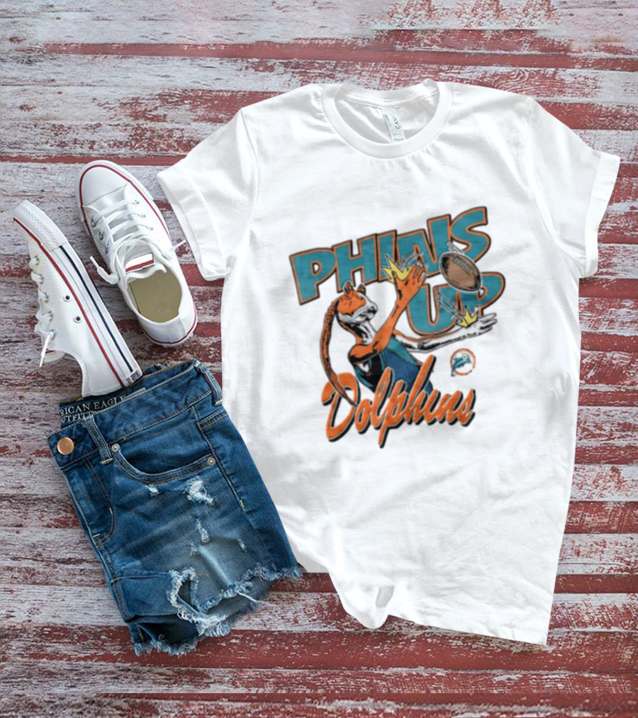 Phins Up Dolphins Jar Jar Binks Catching Football Miami Sports Fan T-Shirt