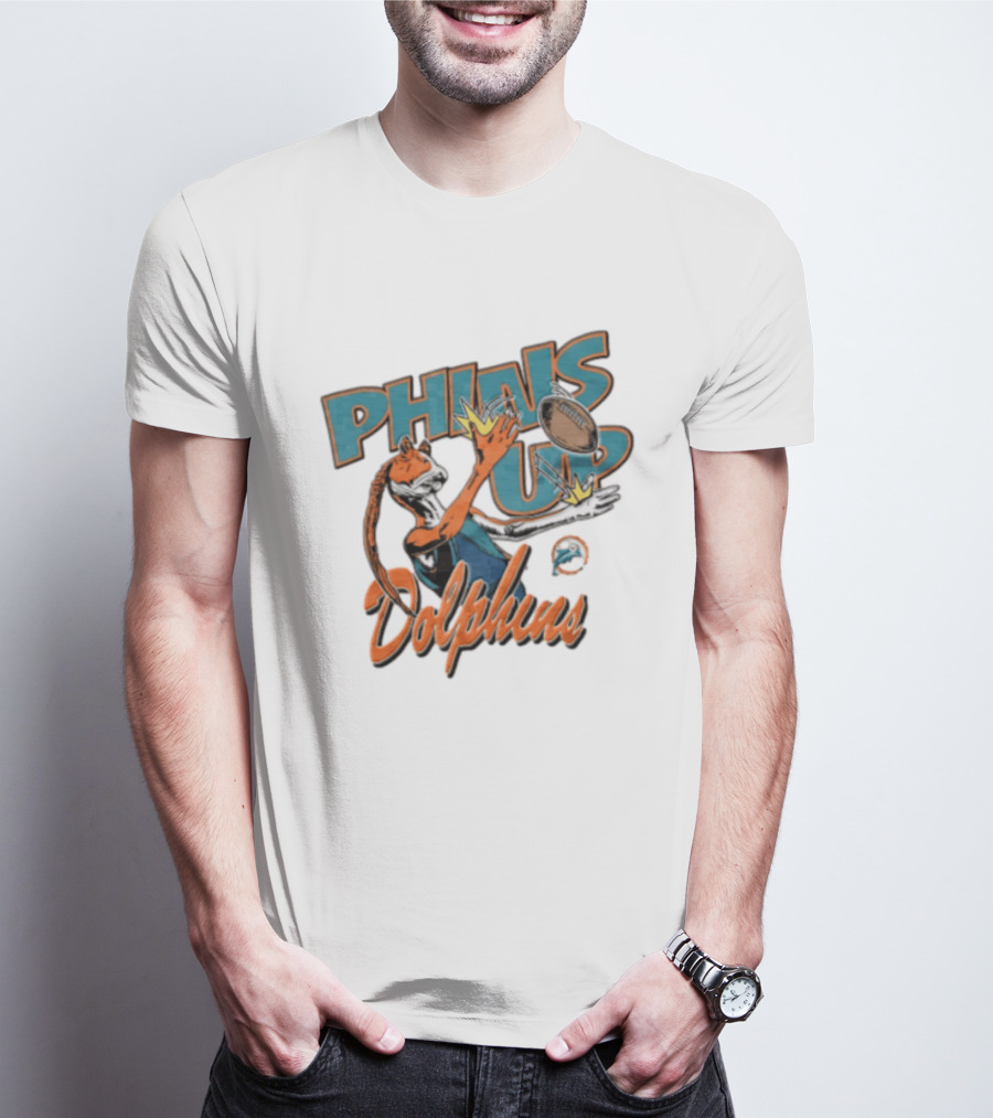 Phins Up Dolphins Jar Jar Binks Catching Football Miami Sports Fan T-Shirt