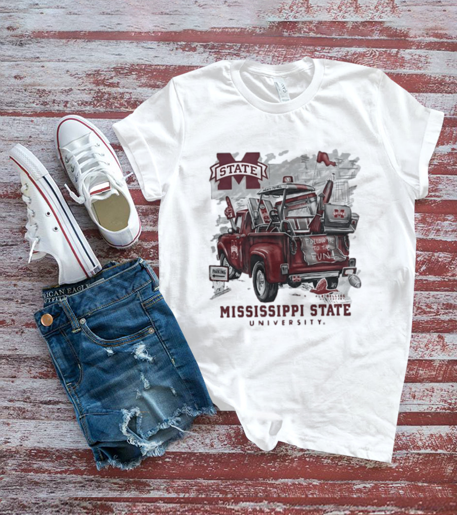 Mississippi State University Bulldogs Vintage Truck Follow Me To The Fun T-Shirt