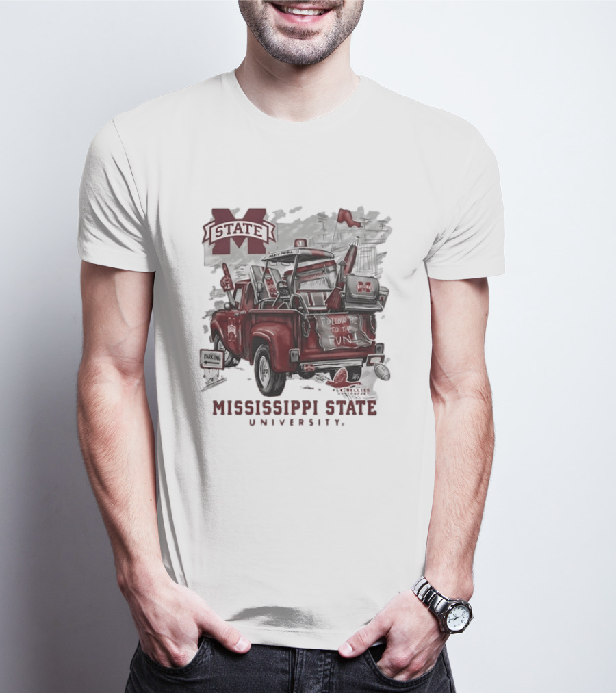 Mississippi State University Bulldogs Vintage Truck Follow Me To The Fun T-Shirt
