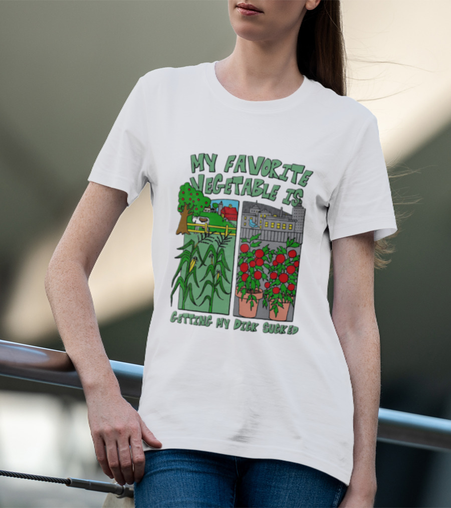 My Favorite Vegetable Is Getting My Dick Sucked Farm Scene City Rooftop Tomato Plants T-Shirt