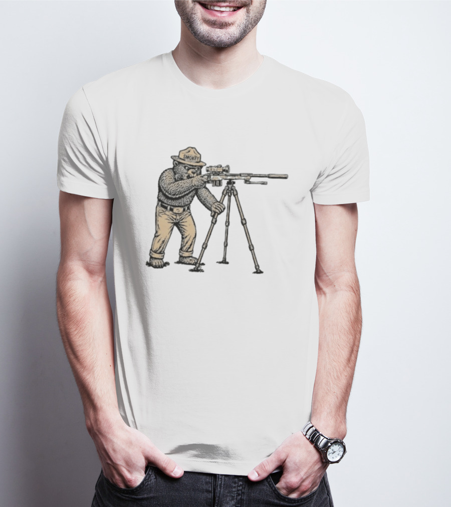 Smokey Bear Sniper Forest Ranger With Rifle T-Shirt