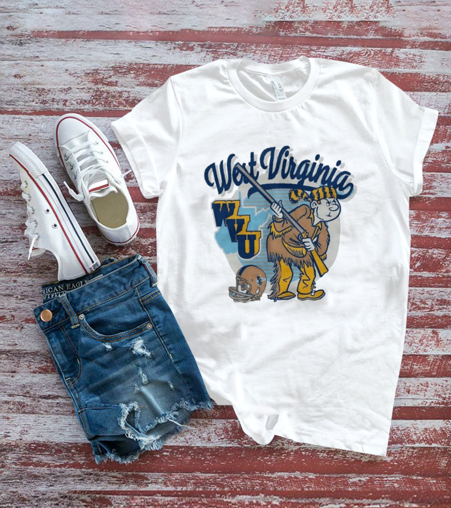 West Virginia Mountaineers WVU Mascot With Rifle And Helmet T-Shirt