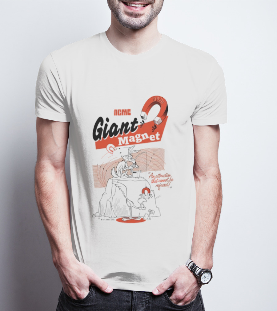 ACME Giant Magnet Wile E Coyote Road Runner Stimulation Speed T-Shirt