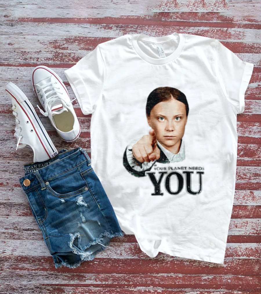 Your Planet Needs You Girl Pointing Iconic Call To Action T-Shirt