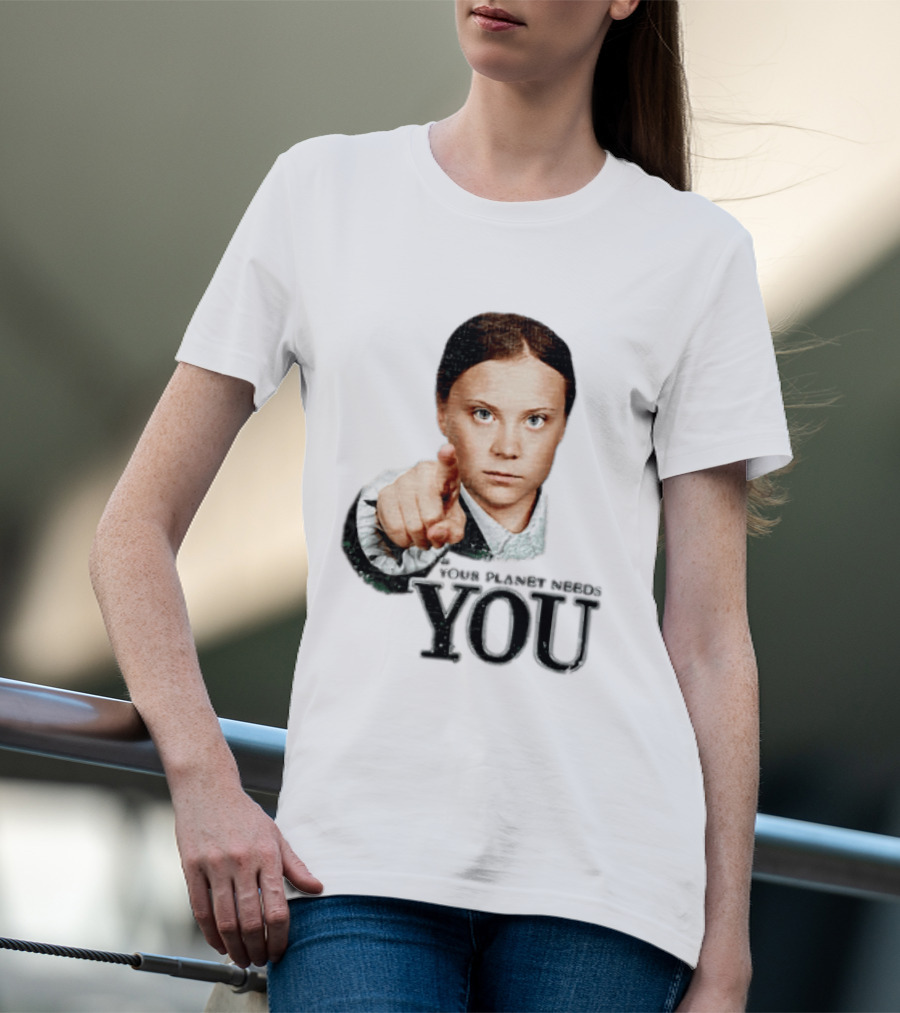 Your Planet Needs You Girl Pointing Iconic Call To Action T-Shirt