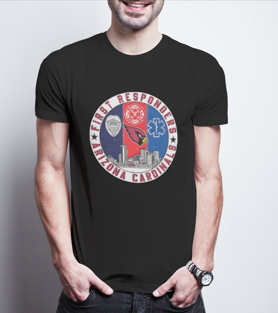 Arizona Cardinals First Responders Police Fire Medical Emblems Skyline T-Shirt