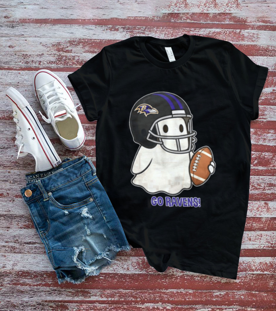 Baltimore Ravens Ghost In Football Helmet Go Ravens Football T-Shirt