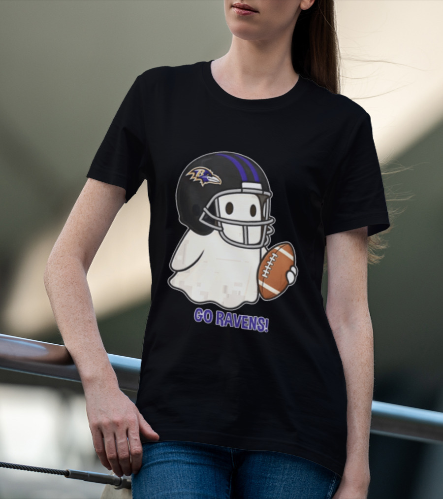 Baltimore Ravens Ghost In Football Helmet Go Ravens Football T-Shirt