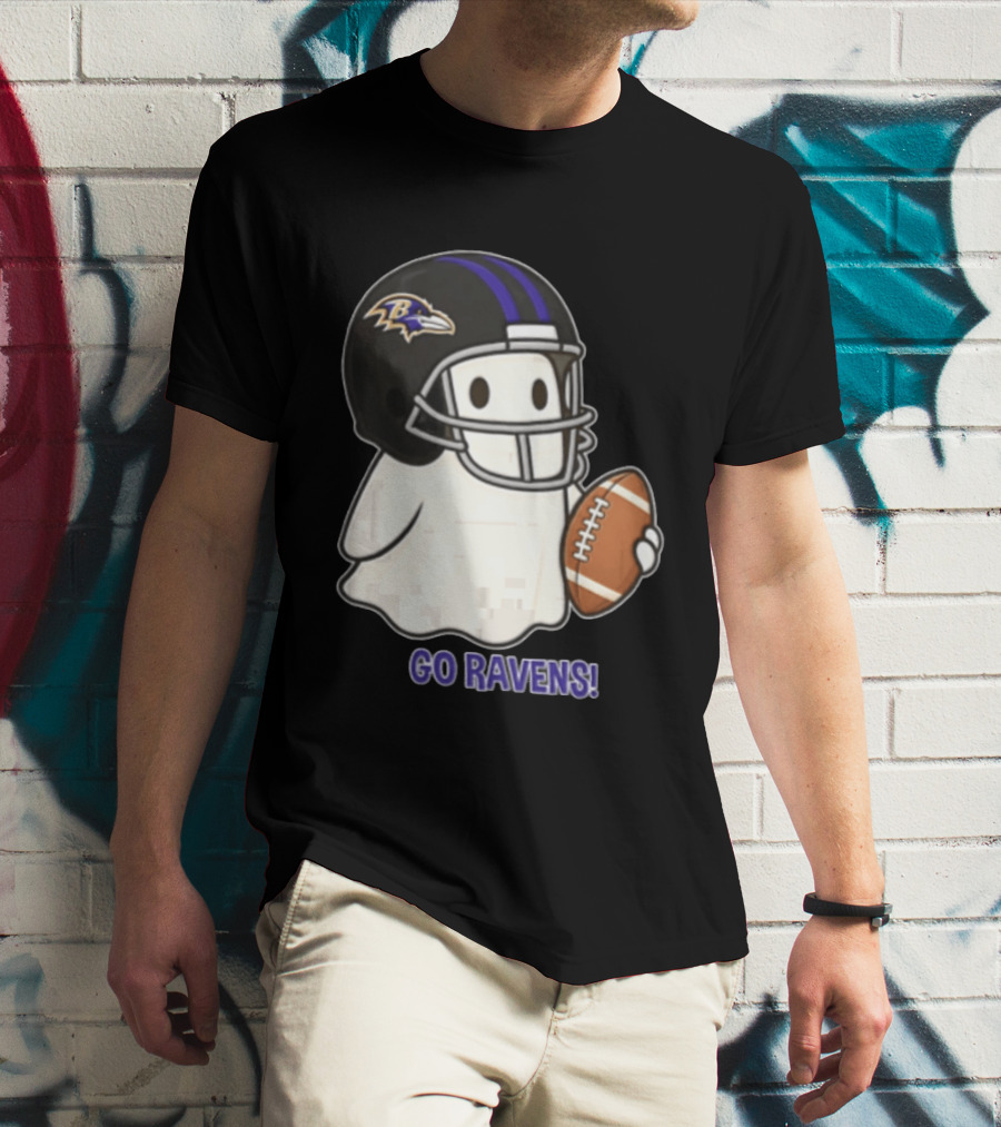 Baltimore Ravens Ghost In Football Helmet Go Ravens Football T-Shirt