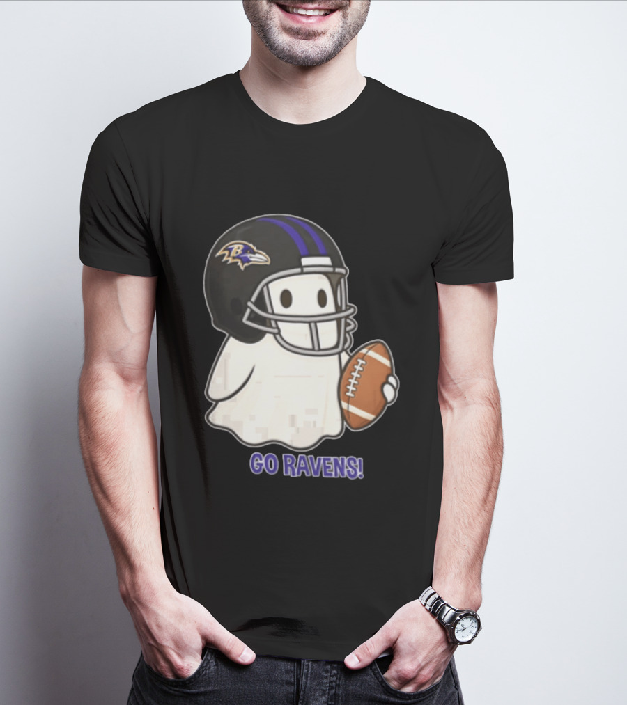 Baltimore Ravens Ghost In Football Helmet Go Ravens Football T-Shirt