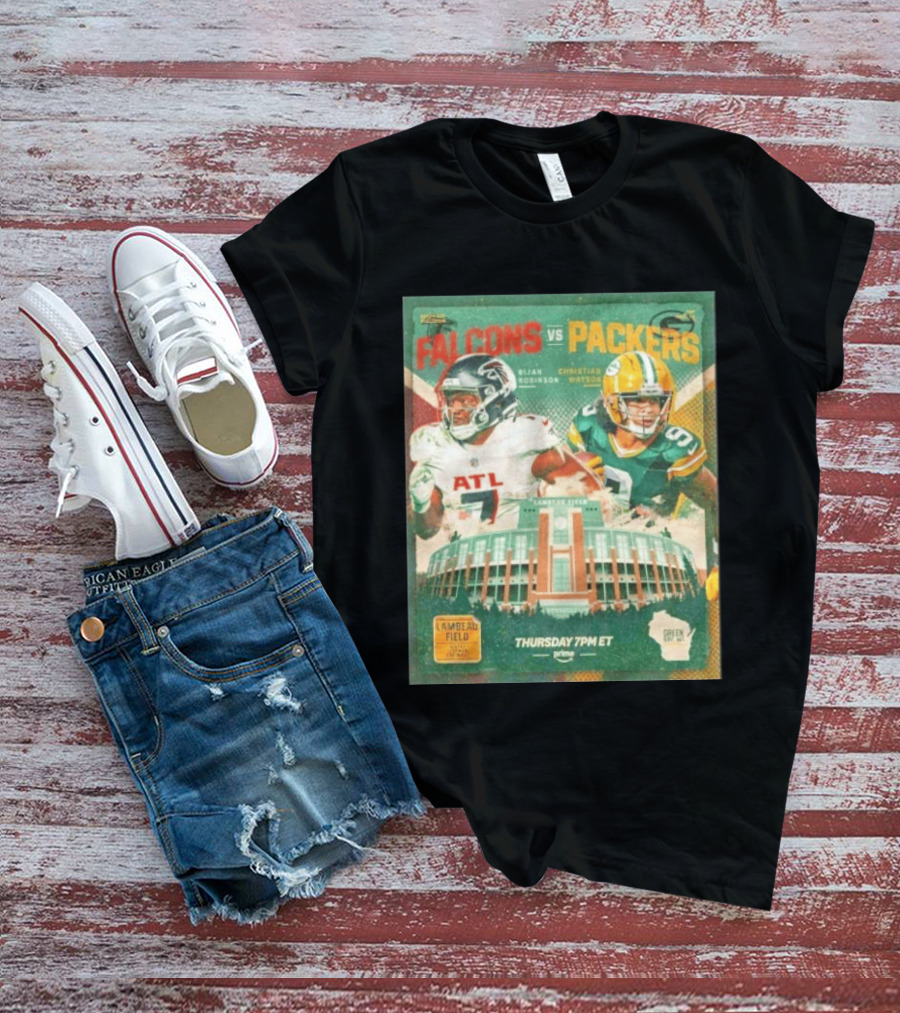 Bijan Robinson Christian Watson Falcons Vs Packers Lambeau Field Thursday 7PM ET Prime 2026 T-Shirt