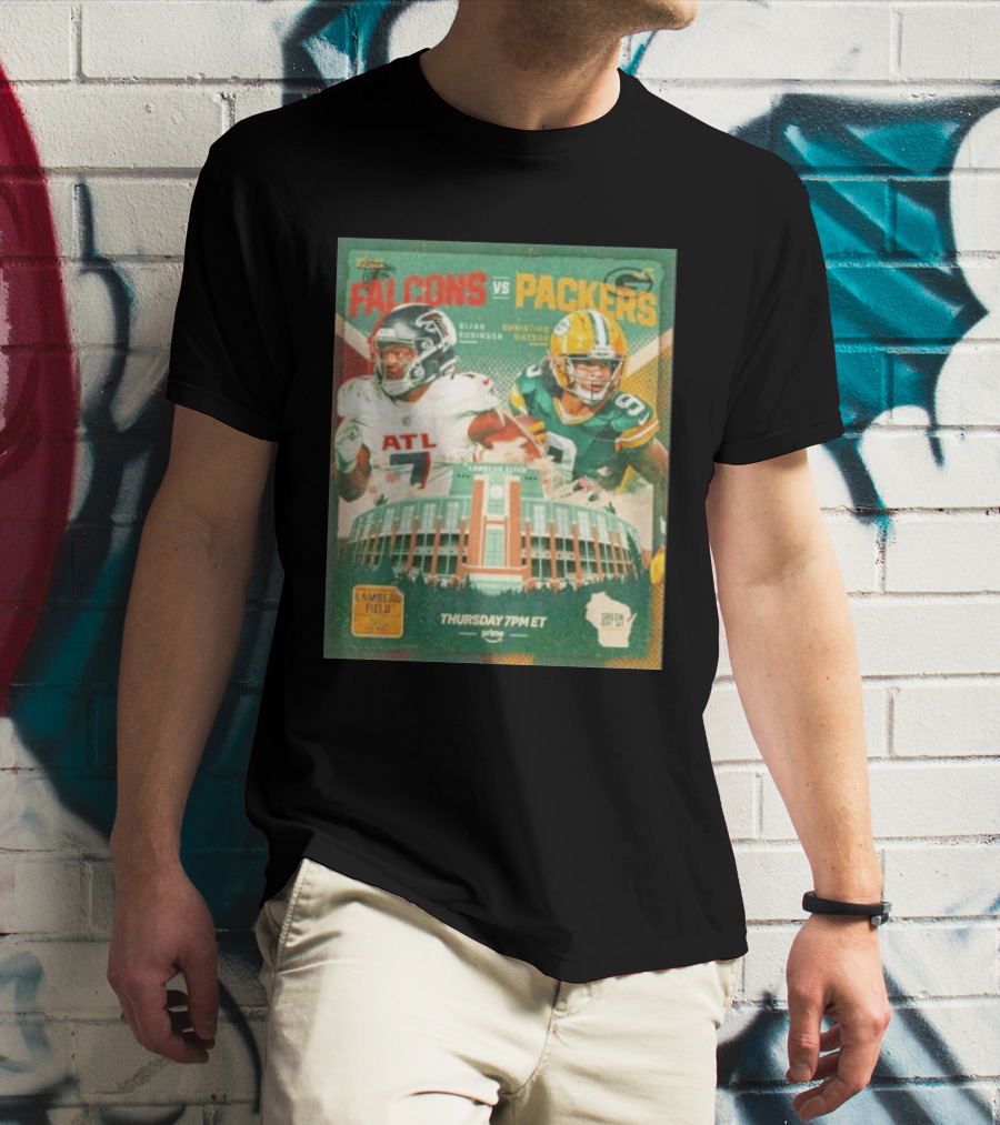 Bijan Robinson Christian Watson Falcons Vs Packers Lambeau Field Thursday 7PM ET Prime 2026 T-Shirt