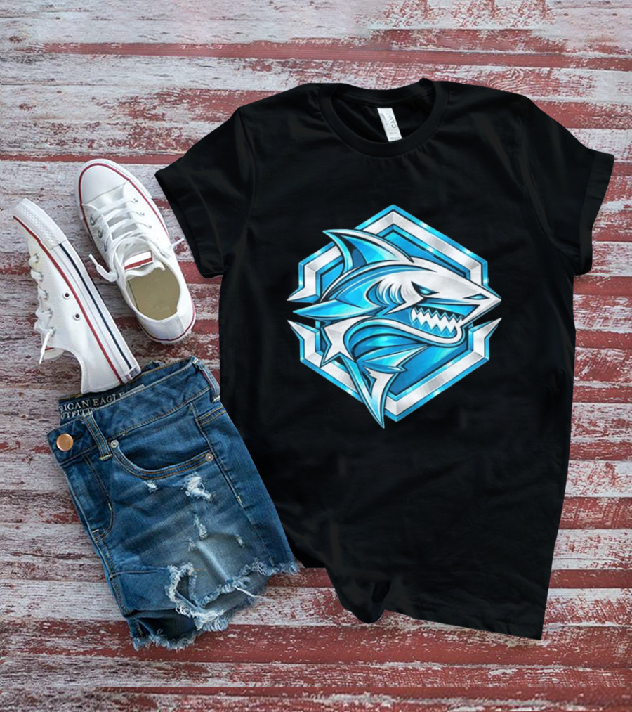Blue Shark Hexagon Esports Gaming Shark T-Shirt