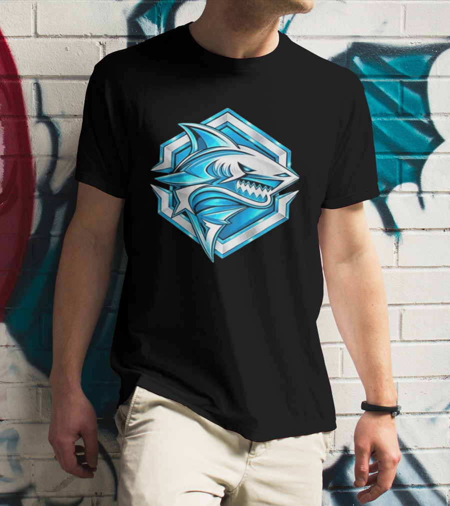 Blue Shark Hexagon Esports Gaming Shark T-Shirt