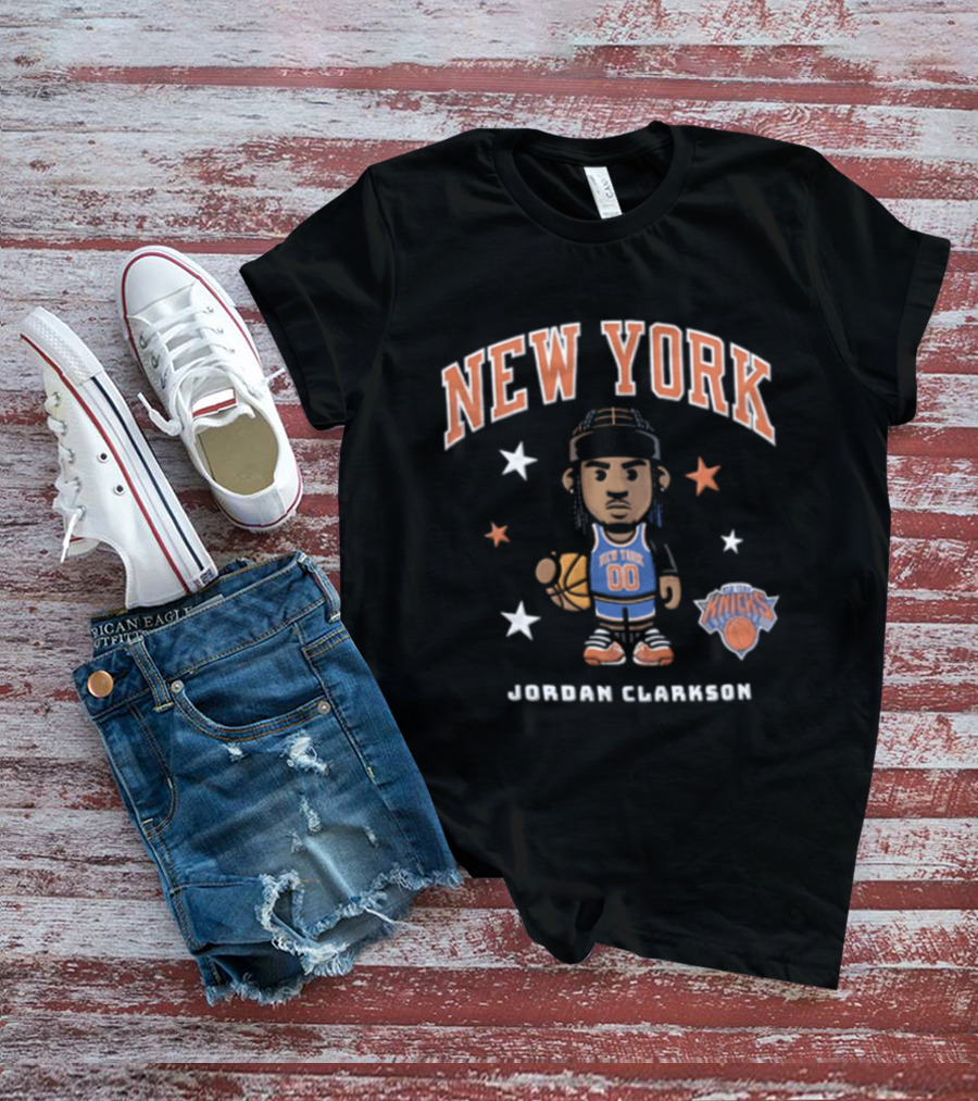 New York Knicks NBA 00 Jordan Clarkson Cartoon Basketball Player Braids Stars T-Shirt