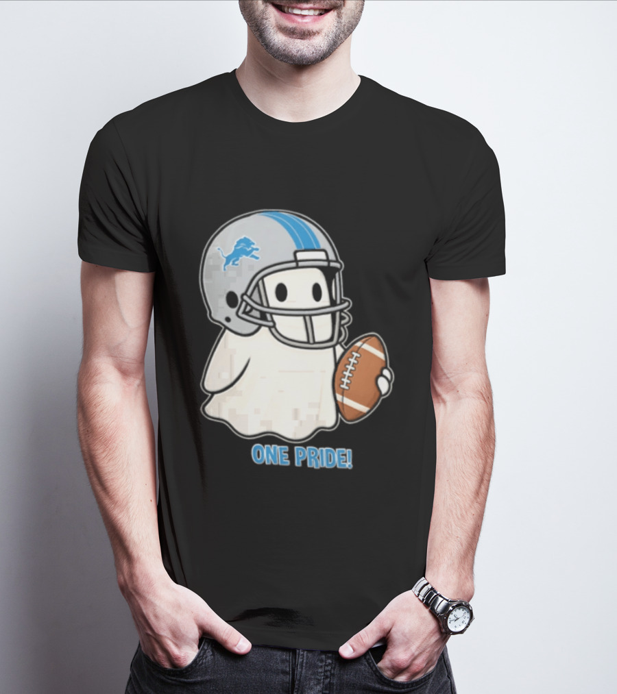Detroit Lions Ghost One Pride Football Helmet And Ball T-Shirt