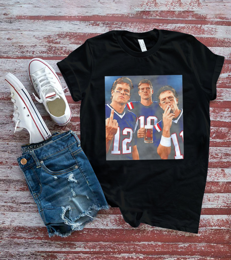 Tom Brady Drake Maye Drew Bledsoe New England Patriots Beer Middle Finger T-Shirt
